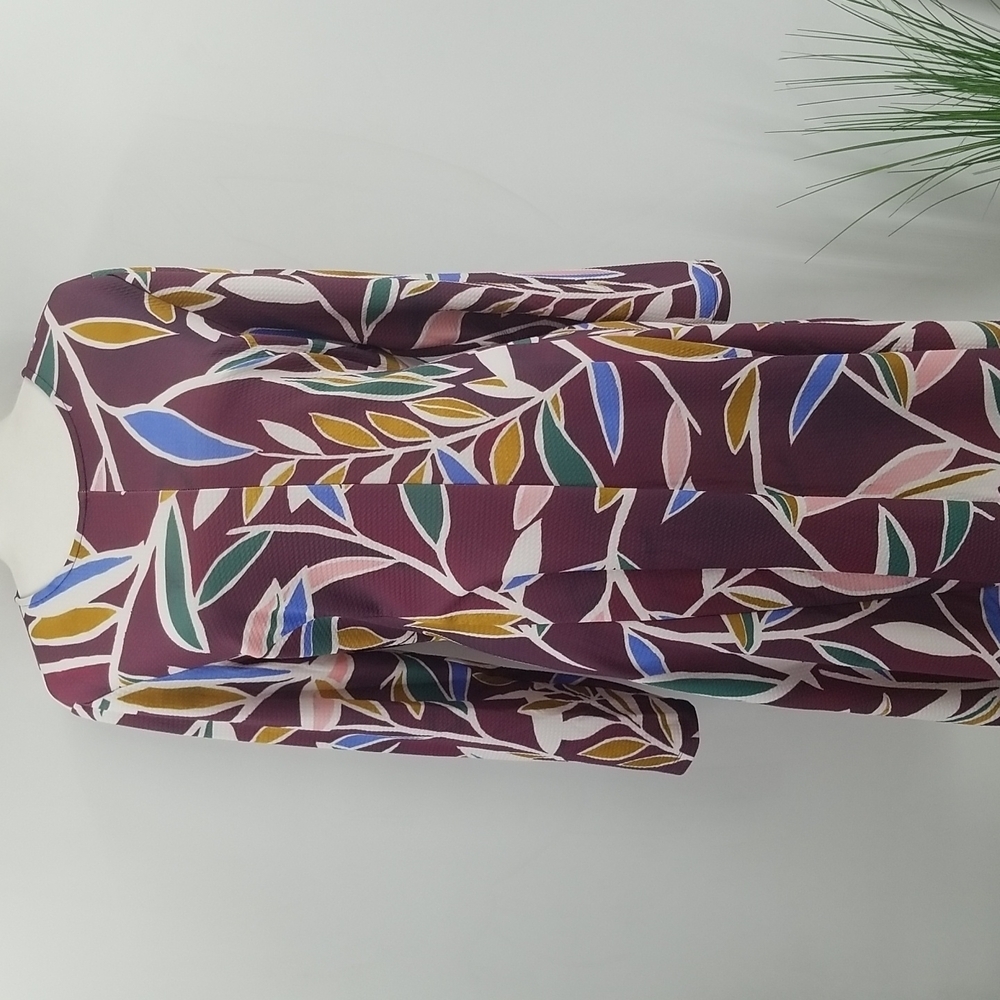 Anthropologie Hutch A-Line Leaf Pattern Multicolored Long Sleeved‎ Dress